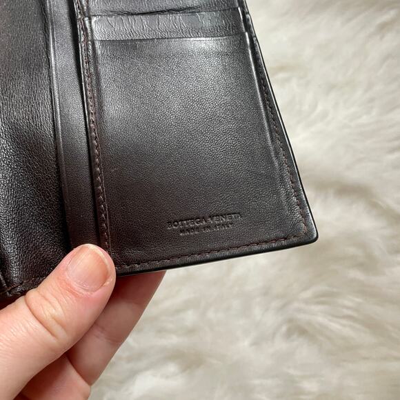 Bottega Veneta Intrecciato Bi-fold Woven Long Dark Brown Vertical Wallet - Picture 11 of 16